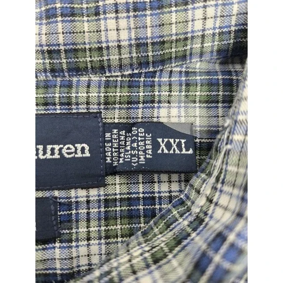 Ralph Lauren Shirt Mens 2XL Greggor Blue Green & White Checkered Button Down - Picture 4 of 5